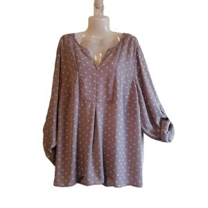 Lane Bryant Grey Polka Dot Blouse size 18/20